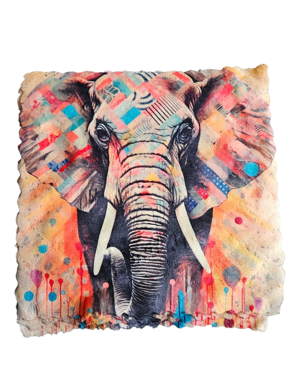 Colorful Elephant Art Print Microfiber Towel Set - 5